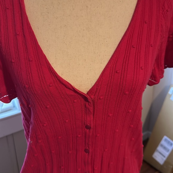 Bright pink Sezane short sleeved cardigan, M - Picture 2 of 6